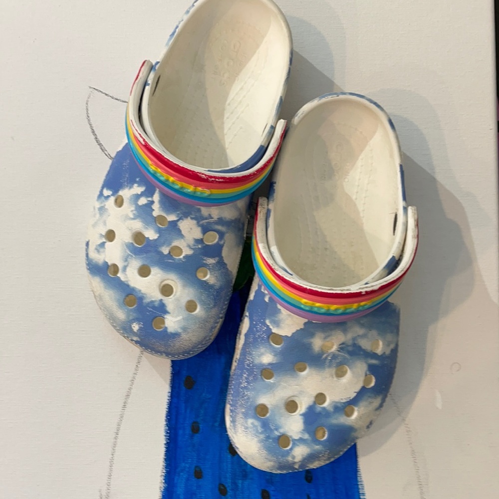 Sky design with rainbow strap clogs crocs
